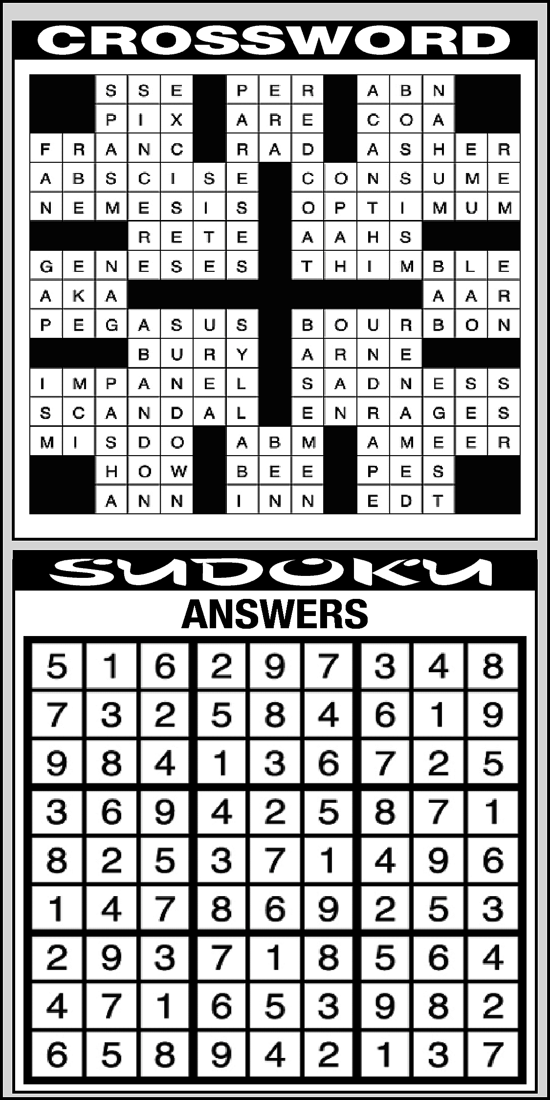 CROSSWORD <br> <br>SUDOKU <br>ANSWERS <br>  CROSSWORD    SUDOKU  ANSWERS    